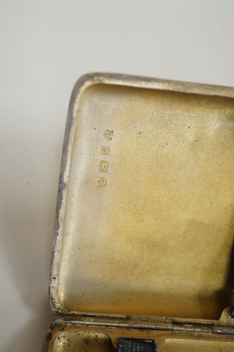 A George V silver cigarette case, William Neale Ltd, Birmingham, 1915, 85mm, 2.5oz.